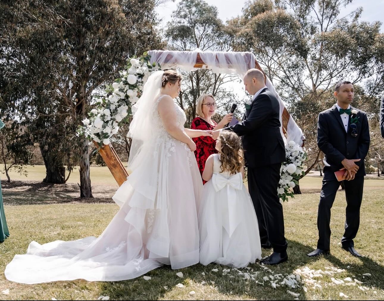 Professional Melbourne marriage celebrant Annie Birch conducting a bespoke wedding ceremony at a Victorian venue