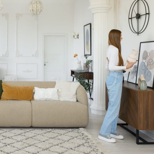 woman-doing-daily-activities-minimal-decorated-room